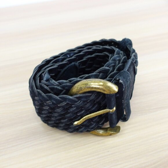 VINTAGE Braided Belt Womens Small Leather Chunky Waist Dress Suede 90s USA OMEGA - Picture 4 of 16